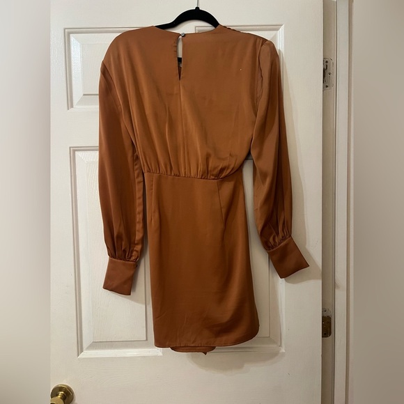 Entro Rust Brown Satin Long Sleeve dress - Picture 5 of 5